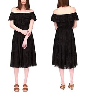 Michael Michael Kors New With Tags Black Gold Off Shoulder Dress Size Large